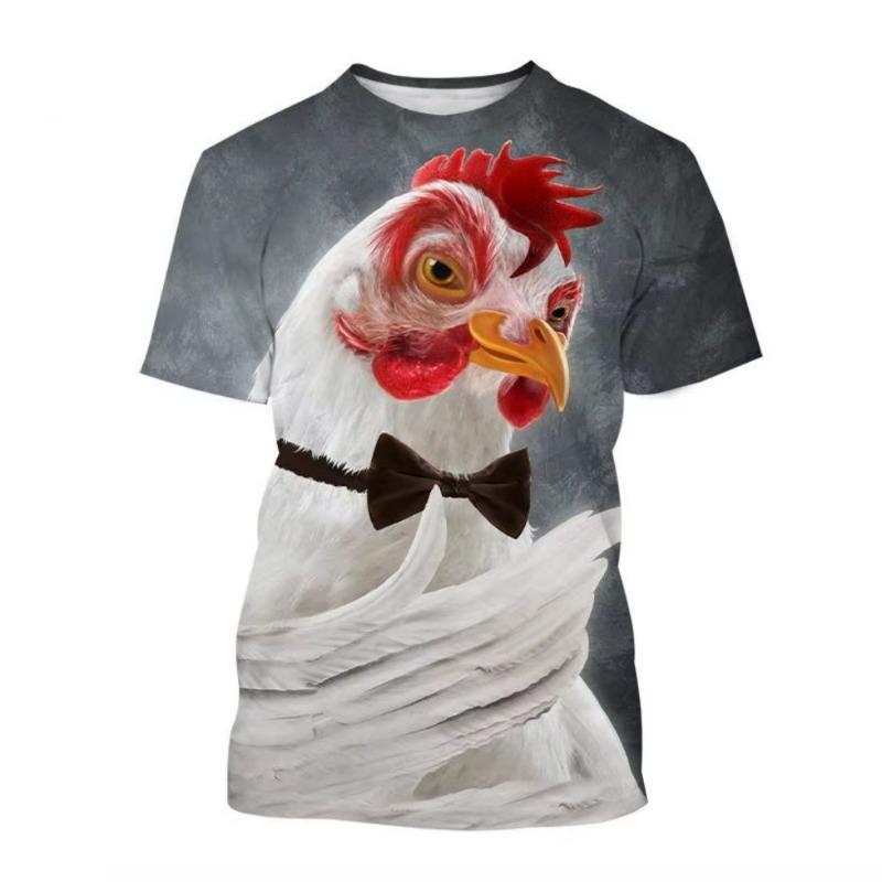 New Hot Sale Chicken 3D Printing Men s Short Sleeved T-shirt Casual Fashion Animal Harajuku Style Printed Street Top S