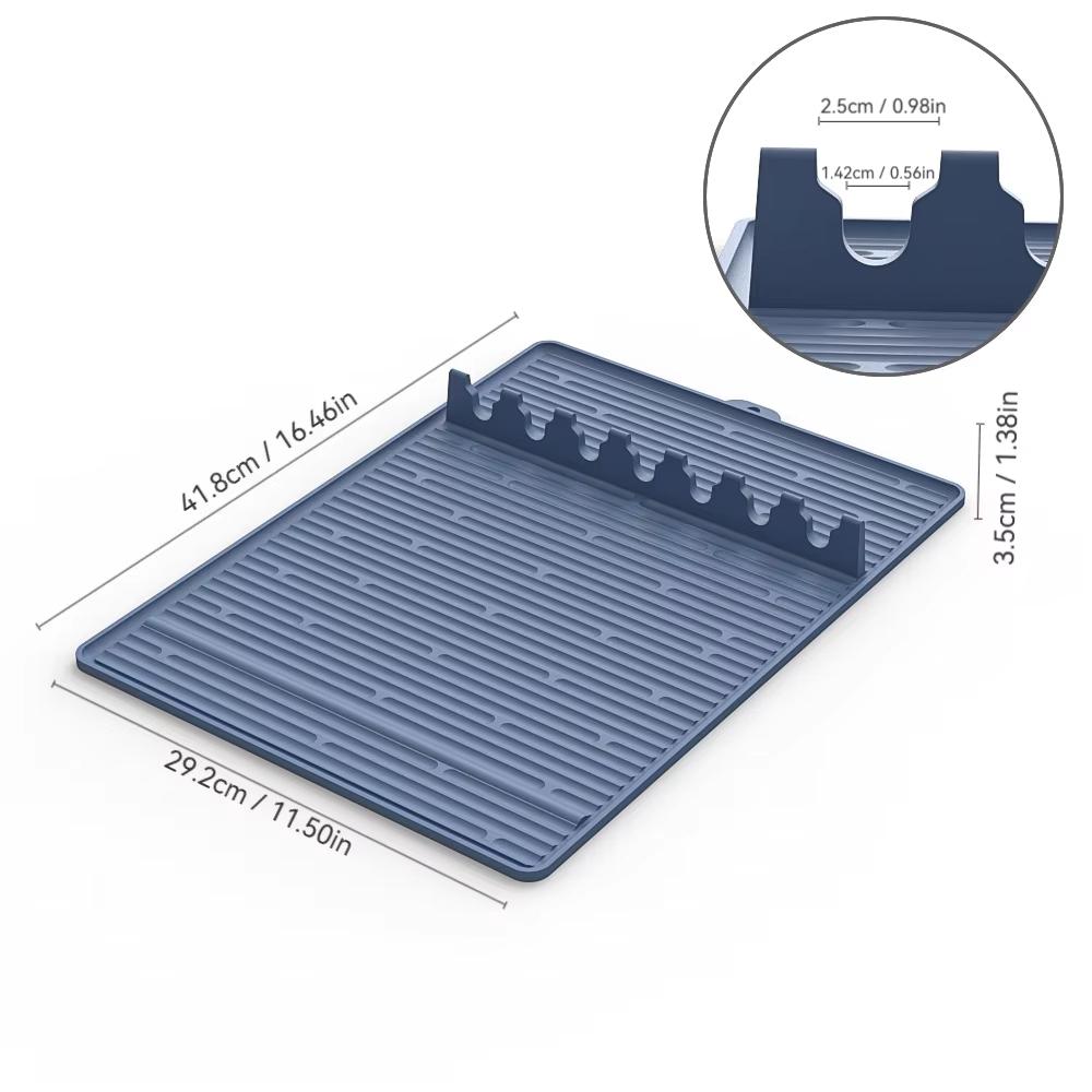 

Grill Side Shelf Mat Silicone Griddle Tool Mat with Anti-Slip Grill Holder Pad Heat-Resistant BBQ Utensil Mat Kitchen Tool синій