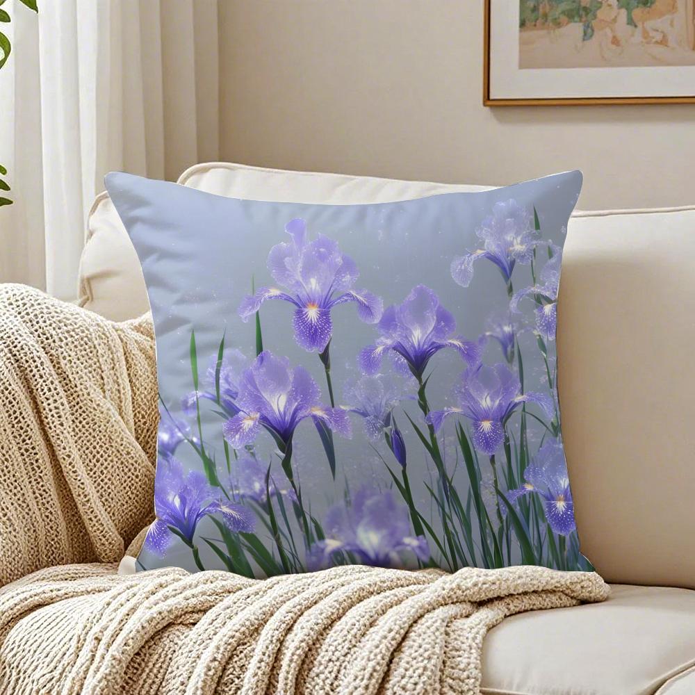 Elegant Franskt Konst Mode Iris Kuddfodral Örngott Dammskydd Vardagsrum Soffa Dekor Kudde Rum
