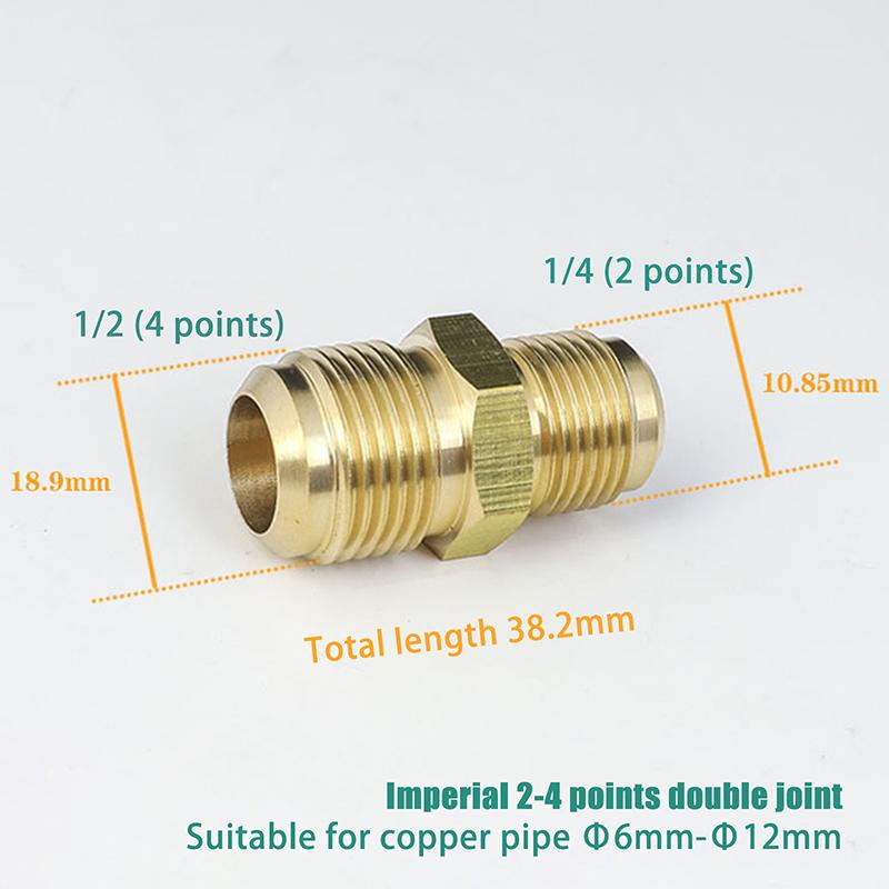 Equal Reducer Nipple Flare Tube OD 1/4" 5/16" 3/8" 1/2" 5/8" 3/4" 7/8" SAE-Standard Brass Pipe Fitting Connector Air Coniditoner