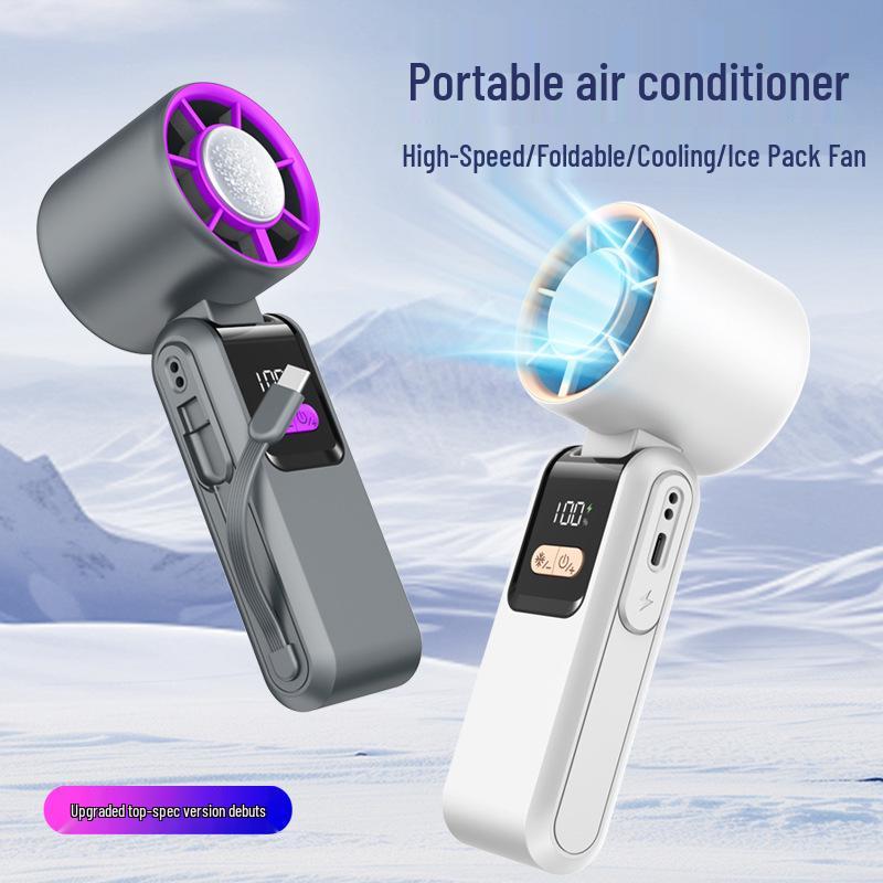 2026 Portable 199-Speed Handheld Fan with Ice Pack - Neck-Hanging and Desktop Charging