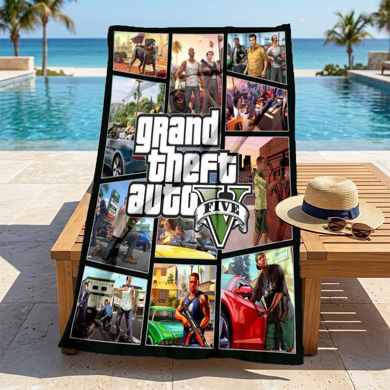 Gta V Cover Stylish Digital Printing Beach Towel Quick Drying Absorbent Blanket For Beach Pool Gym Travel Christmas Gift C9211676