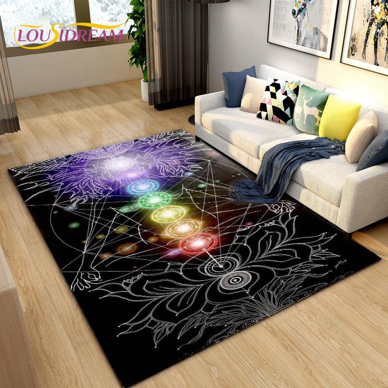 

Килимок Rainbow 7 Chakra Mandala Bohemia Area, килимок для вітальні, спальні, дивана, килимок для дверей, нековзкий килимок для йоги 40x60cm