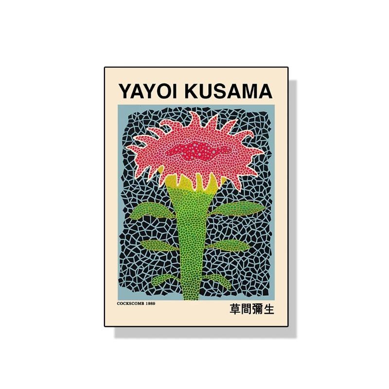 Yayoi Kusama Kunstausstellung Kürbisblume Wandkunst Poster Drucke Abstrakte Leinwandmalerei Bild für Modernes Zimmer Wohnkultur