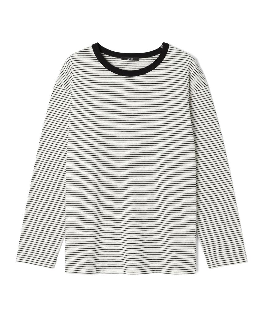 ADHOC Men'S Striped Basic Long Sleeve T-Shirt (White) (Hc2Lt03)