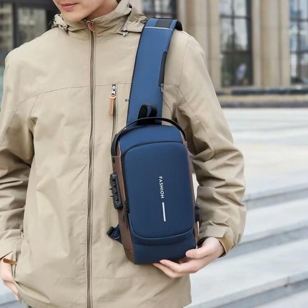 Password Lock Male Multifuctional Shoulder Bag Water Proof Sport Crossbody Bag  Motorcycle Use