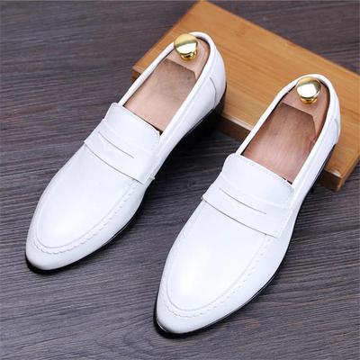 Mode Mode Neue Herren Penny Loafer Spitz Schwarz Weiß Business Flats Schuhe Designer Heimkehr Hochzeitskleid Schuhe