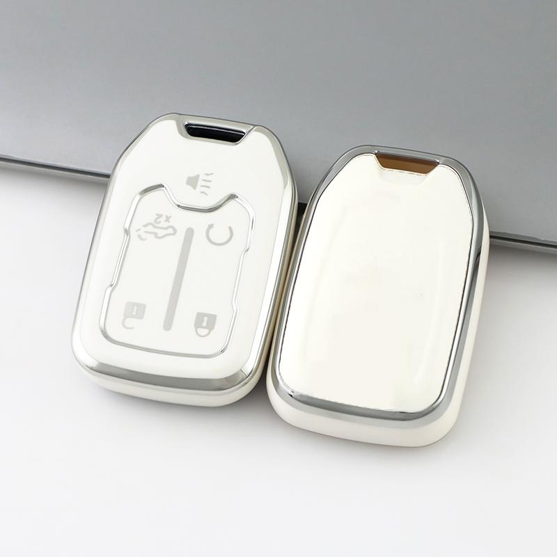 5/6 Buttons Silver Edge for GMC Terrain Yukon Chevrolet Suburban Tahoe TPU Car Smart Key Case Protector Cover Keyless Auto Accessories