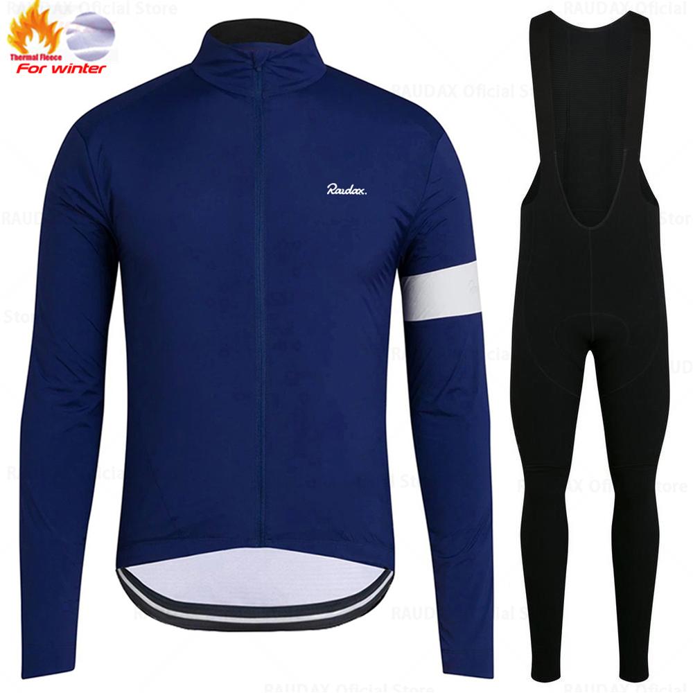 Raudax Winter Thermal Fleece Cycling Jersey Set Racing Bike Cycling Suit Mountian Bicycle Cycling Clothing Triathlon Clothing