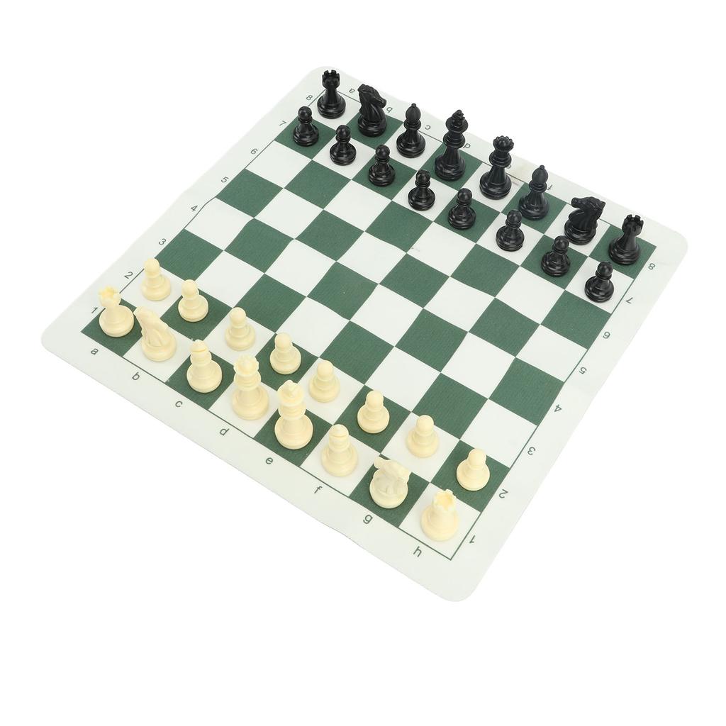Portable Chess Set Travel Chess Board Game Set Imitation Leather PU Checkerboard 32 Chess Pieces With Storage Bag