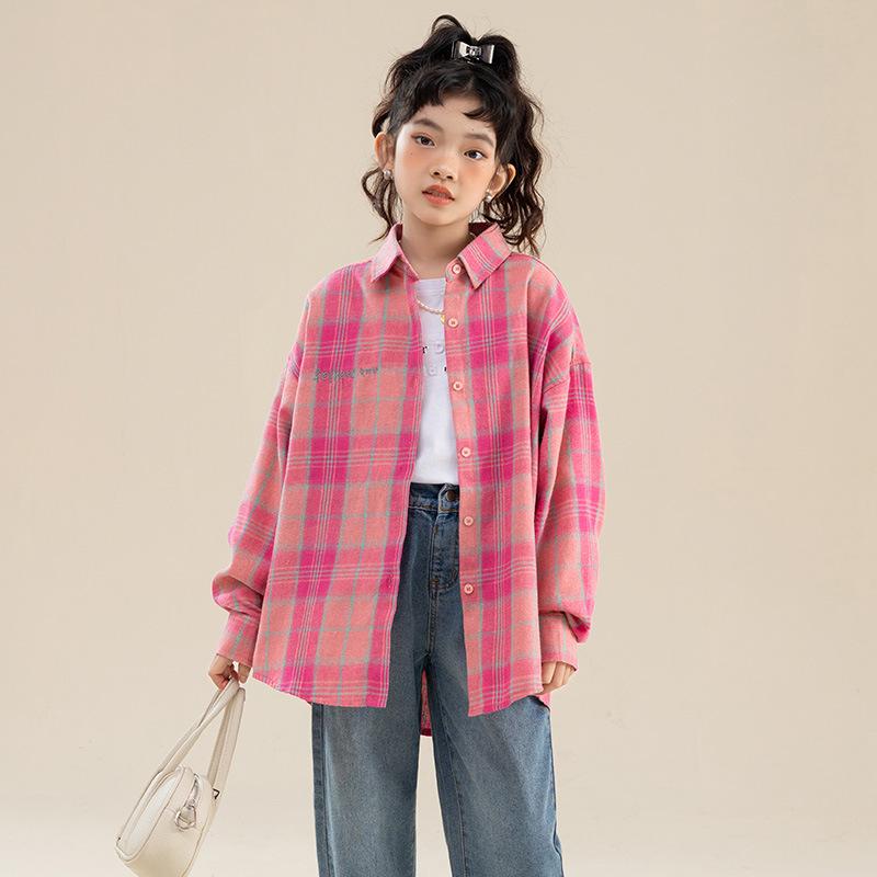 2025 Girls' Plaid Shirt: Trendy Spring & Autumn Fashion for Kids