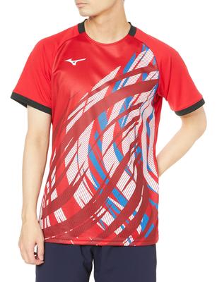 Dynamotion Fit Koszulka do gry w tenisa Rozmiar chiński 62JA2502, Odprowadzająca wilgoć, Szybkoschnąca, Badminton, Unisex, Czerwony, S,