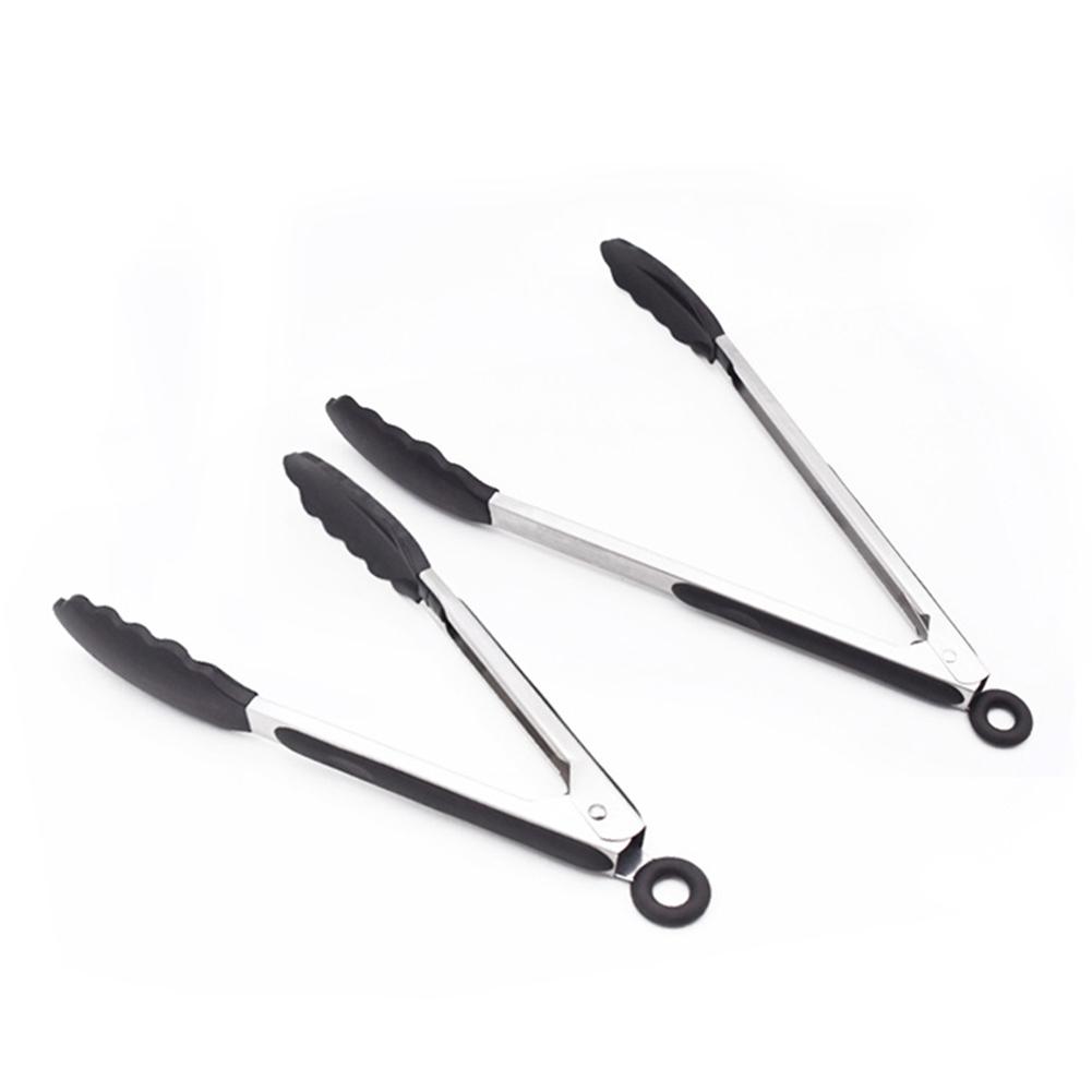 Healthy  Anti-Slippery Food Tong Heat-Resistant Clip Silicon Stainless Steel Pincer Kitchen Tool