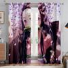 Japanese Anime Print Curtains for Kids Room, Bedroom, Living Room, Kitchen Decorative Curtains, Home Decoration, 2 PCs