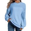 Solid Color Lantern Sleeve Pullover Round Neck Long Sleeve Sweater for Women