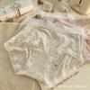 Plus Size Women's Lace Edge Girly Comfort Bag Hip High Elastic Skin Touch Midwaist Antibacterial Crotch Triangle Briefs