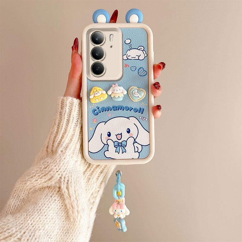 KEYSION Niedliche 3D-Cartoon-Hülle für Realme C75 mit Armband Weiche Silikon Stoßfeste Handy-Rückseite für OPPO Realme C75