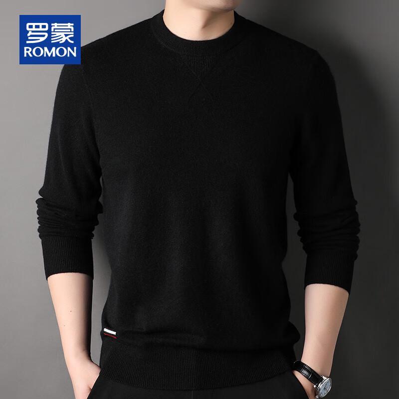 ROMON Men's 100% Pure Cashmere Thick Round Neck Sweater
