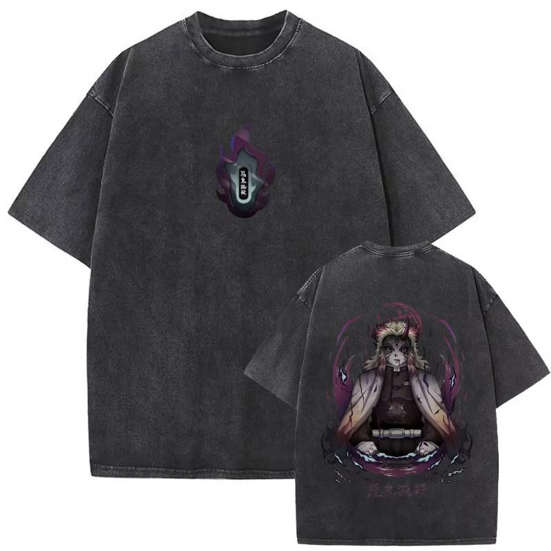 

Washed Vintage Anime Demon Slayer Agatsuma Zenitsu T Shirt Men Women Fashion Casual Oversized Tshirt Unisex Cartoon Streetwear 3XL