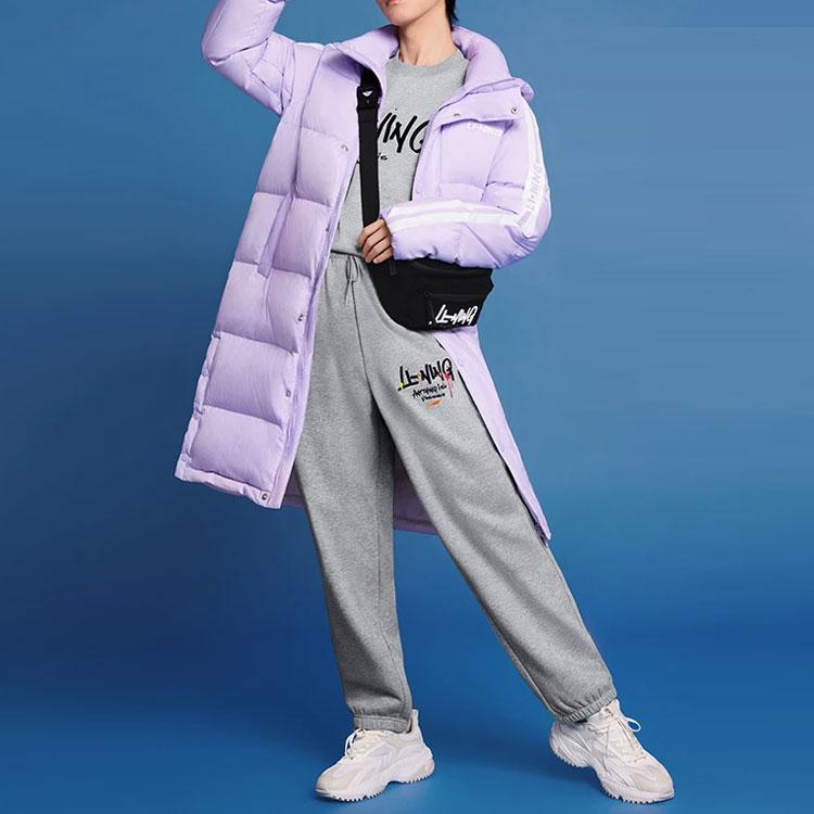 Li-Ning Graffiti Logo Embroidered Crew Neck Sweatshirt Unisex Tops Floral-Grey AWDSF75-5