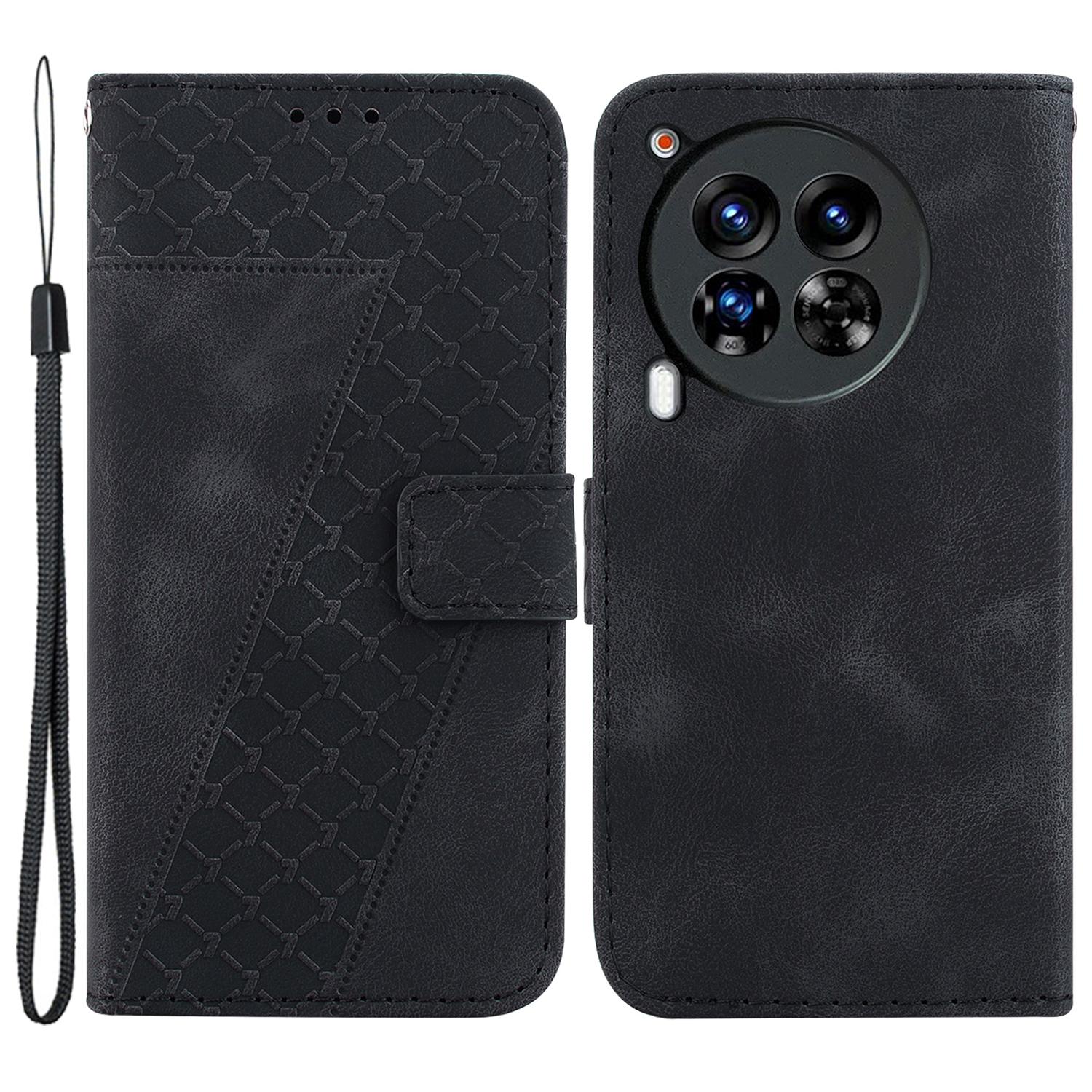 

For TECNO Camon 30 Premier 5G Wallet Case Pattern Imprint Leather Stand Phone Cover Black