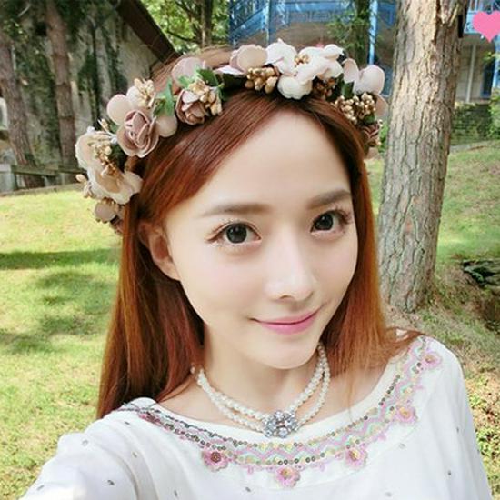 Korean Bridal Floral Wreath Headband for Beach and Photography Sessions