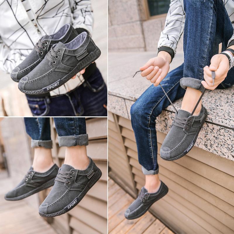 NEW Denim Men Canvas Shoe Lightweight Anti Slip Driving Shoe Comfortable Breathable Casual Shoe Retro Breathable Loafers for Men