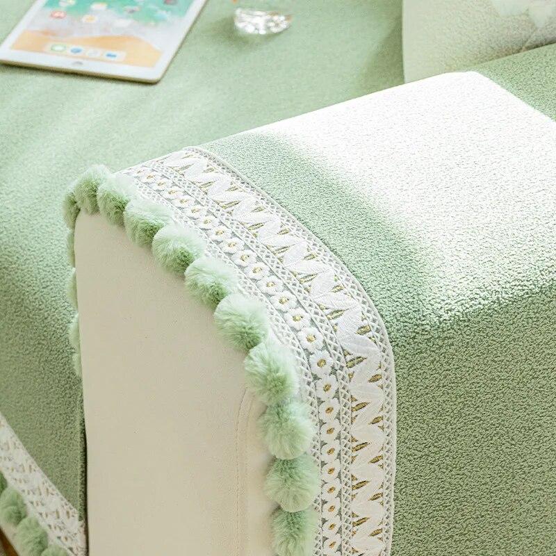 Jednobarevný potah na pohovku žinylkový střapec Potah na pohovku do obývacího pokoje Moderní potahy na pohovku Měkký dekor na podložku na pohovku