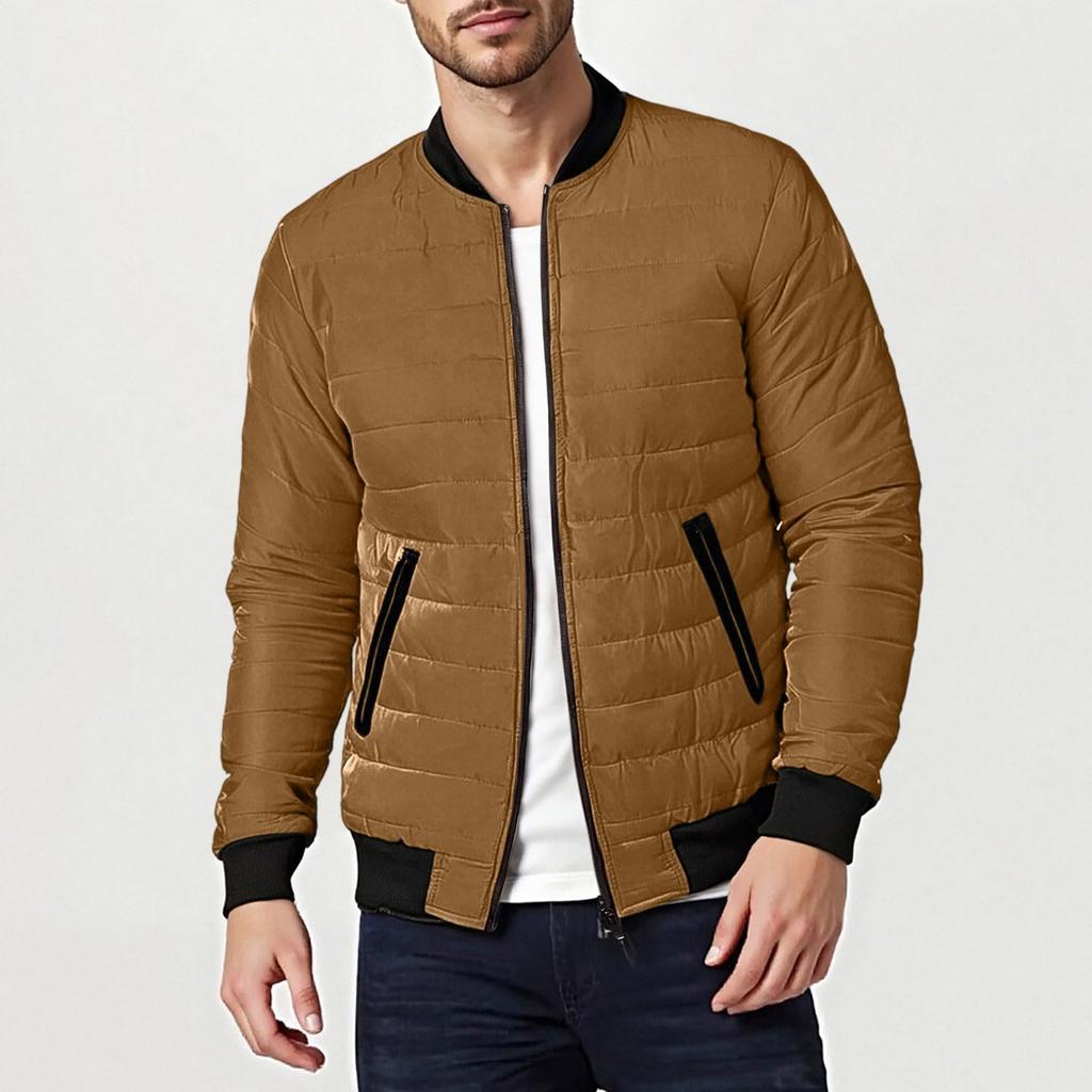 Men Lightweight Full Zip Down Coat Warm Fall Winter Puffy  Jackets Outwear With