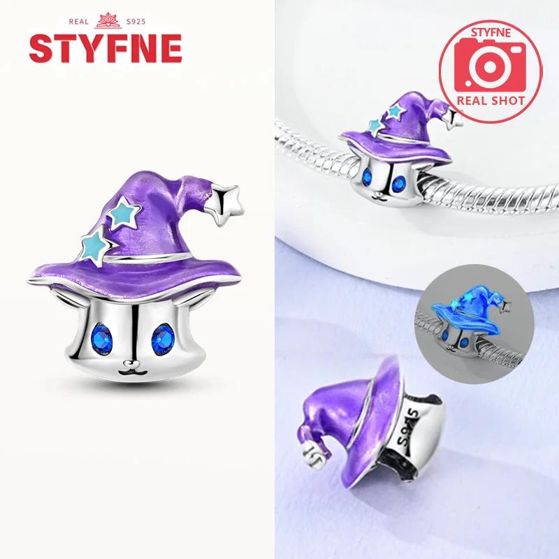 Copper Metal Halloween Dangle Witch Magic Girl Charm Bead Components Luminous Bead Components Compatible With Authentic Original Bracelet High
