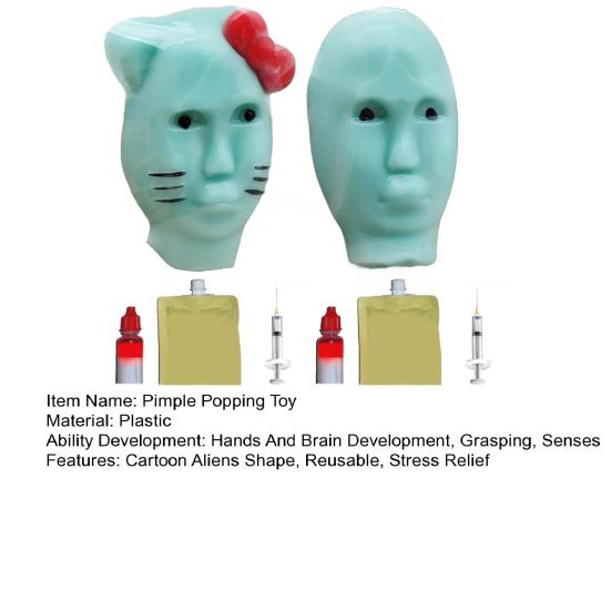 1/2Pcs Aliens Pimple Popping Fidget Toy with Toolkit Reusable Kids Teens Adults Stress Relief Cartoon Male Aliens Face Acne Popping Game
