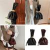 Retro Inspired Women's Handbag With Wristlet Sleeve Practical PU Bucket Bag Evening Purse for Cocktail Party  Burgundy