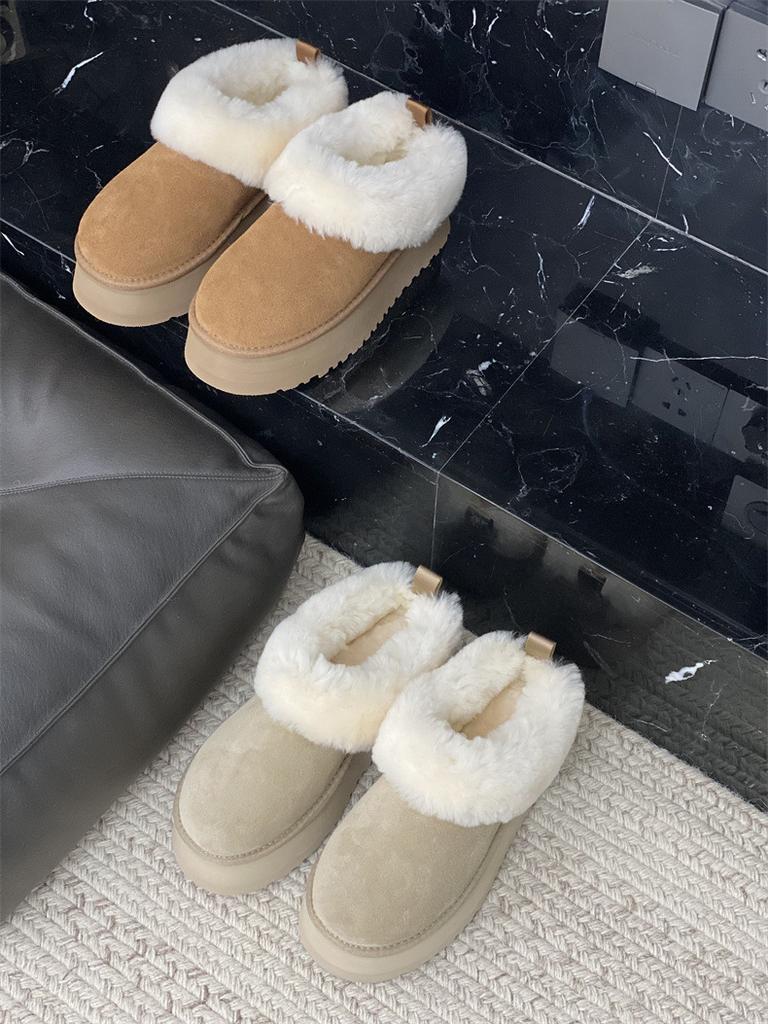 Henan Sangpo Winter Neu Lammfell und Pelz Integriert Wendeöffnung Tazler Warm Dicksohlig Schnee Baumwolle Damen Schuhe Verdickt