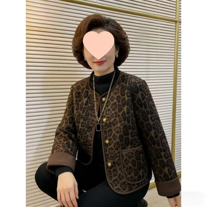 

Бархатная куртка с леопардовым принтом - Новый стиль Осень/Зима, Стройнящая, Корейский шик, Утепленная, Свободная, Короткая L
