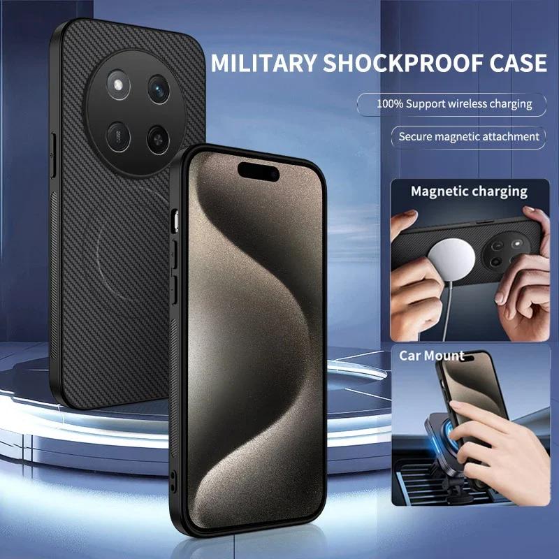 Carbon Fiber Pattern PU Silicone Phone Case For Honor X7B X9C Smart X9b X7c X8C Magnetic Wireless Charging Soft Back Cover Cases