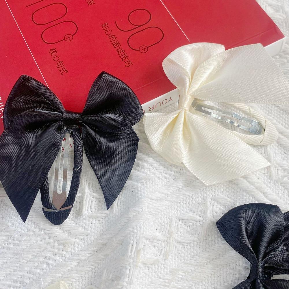 Satin Bow BB Clip Y2K Oval Hairpin Hair Accessories Cloth Hair Clip  Headwear