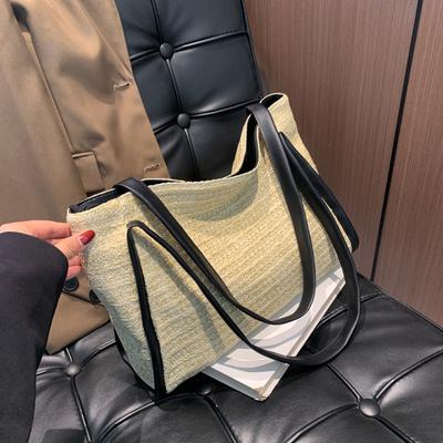 Weaving Straw Woven Bag for Women's Large Capacity New Versatile Summer One-shoulder Beach Bag Commuting Toy Bag