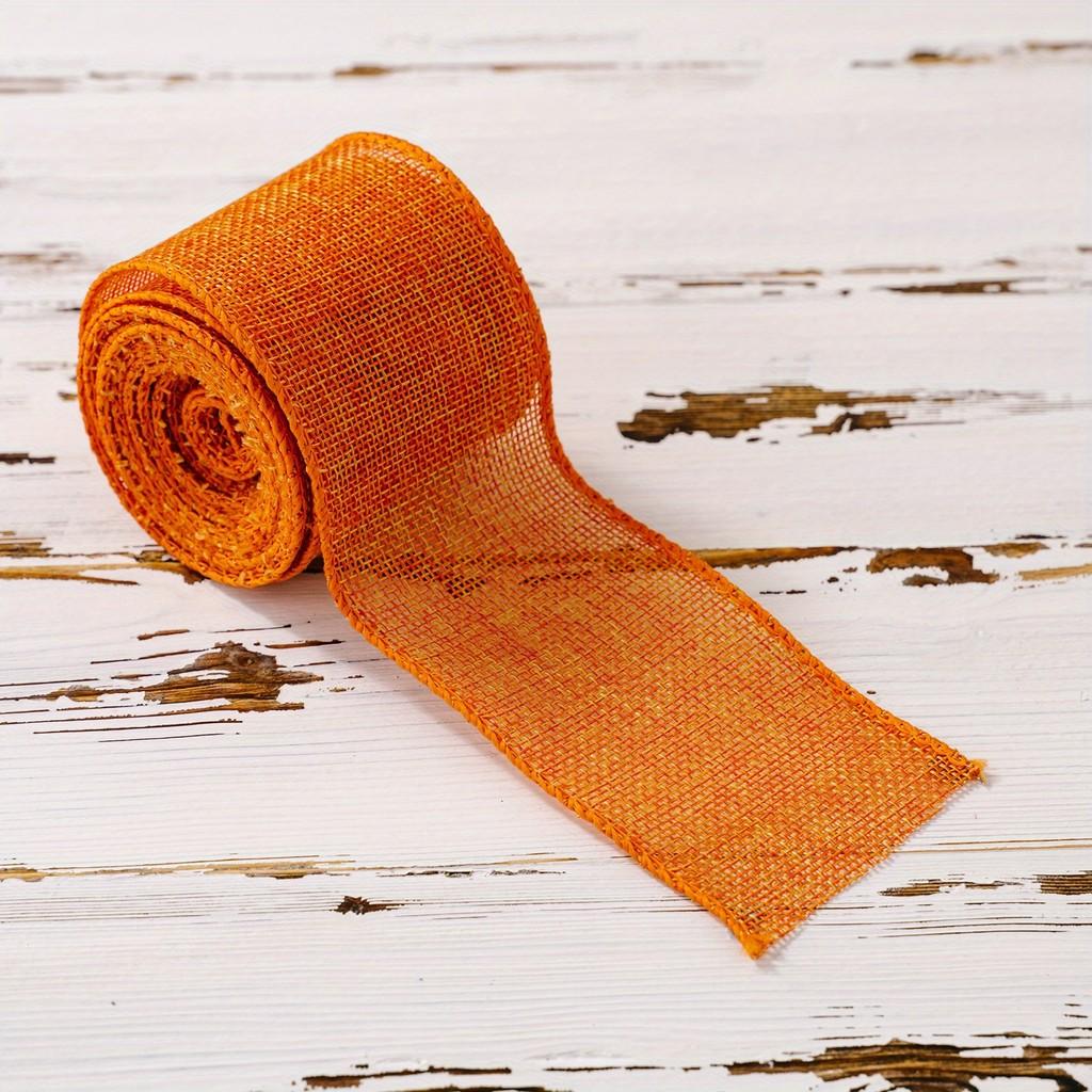 Catching Thanksgiving Eye Burlap Ribbon Set With Elegant Orange Checkered Patterns For Styling Home