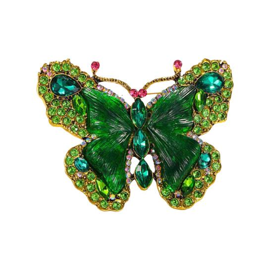 Women Brooch Sparkling Rhinestones Faux Pearl Butterflies Shape Lapel Pin Suits Coats Bags Scarves Badge Versatile Accessory