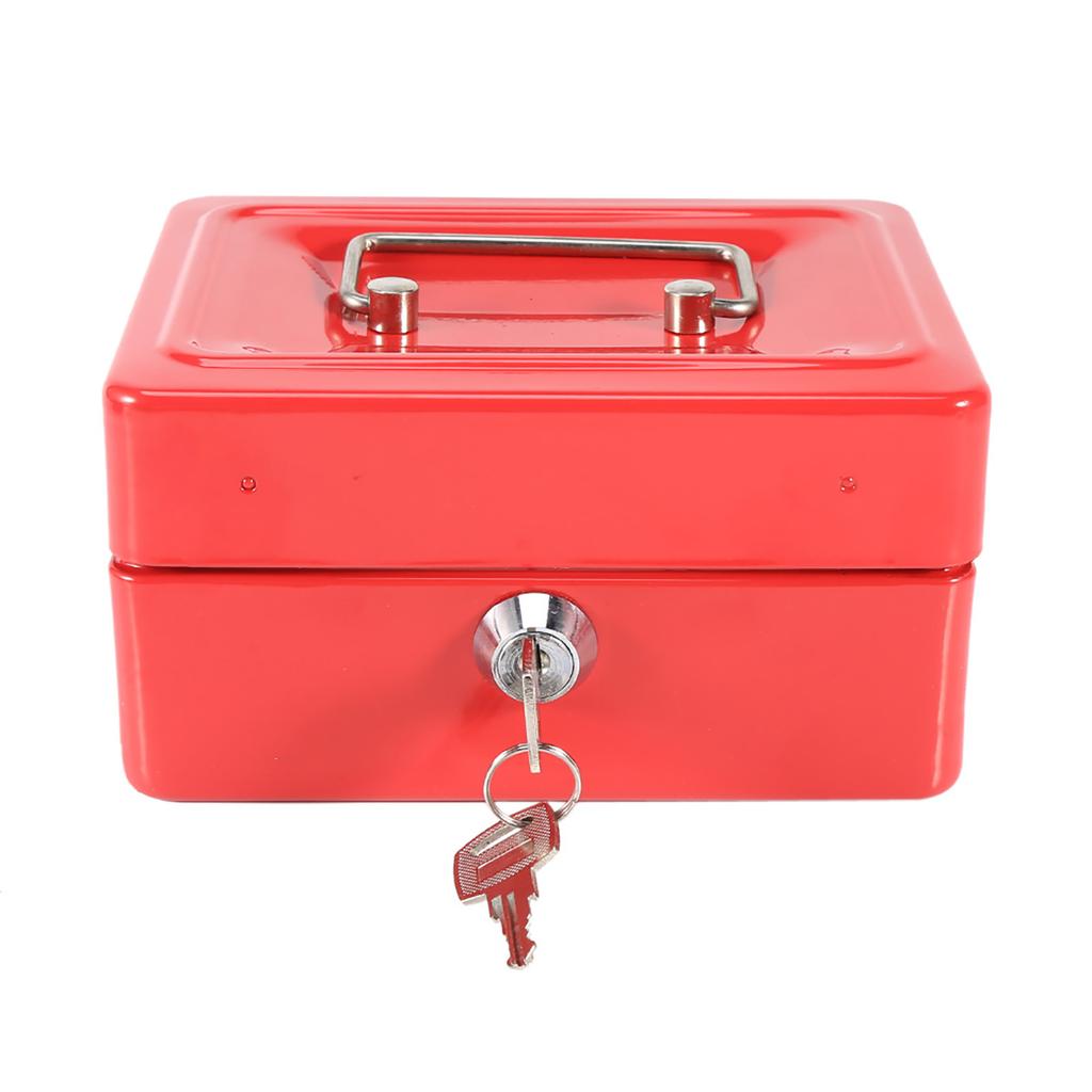 1Pc Mini Tragbare Eisen Petty Abschließbar Bargeld Geld Münze Sicher Sicherheit Box Haushalt (rot)