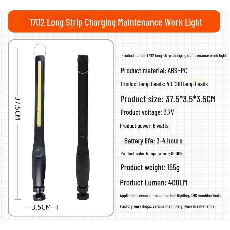 Fuliyang COB Rechargeable Handheld Work Light with Hook and Lithium Battery