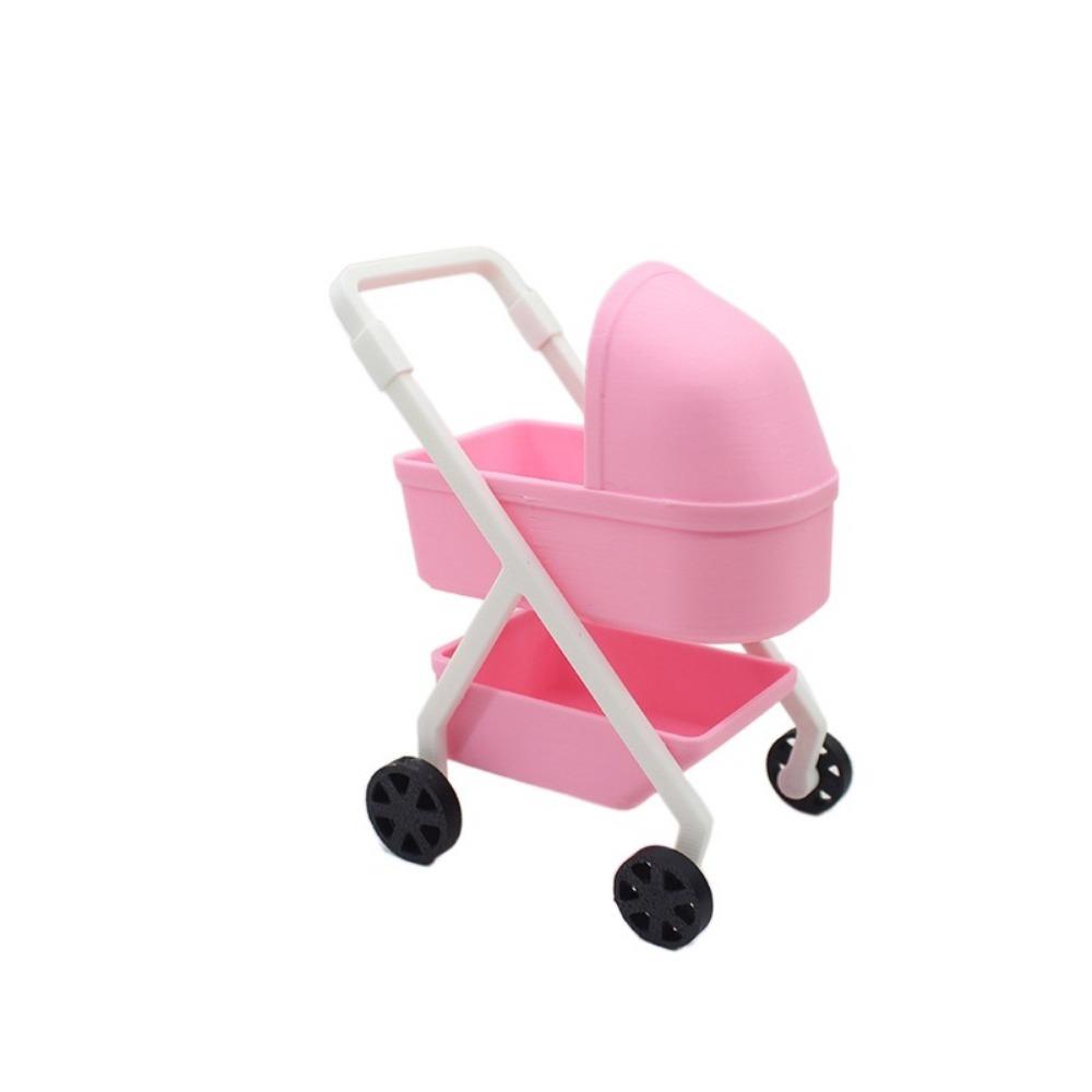 Bedroom Miniature Baby Stroller 1:12 Simulation Baby Bassinet Cart  Kids Toy