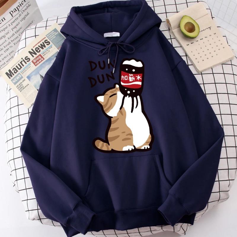 

Cartoon Cat Drink Salary Increase Beverages Hooded Jacket Casual Cartoon Hoodies Pleasure Sweatshirts Home Harajuku Tops Hoodies & Sweatshirts Women s 3XL темно-синий