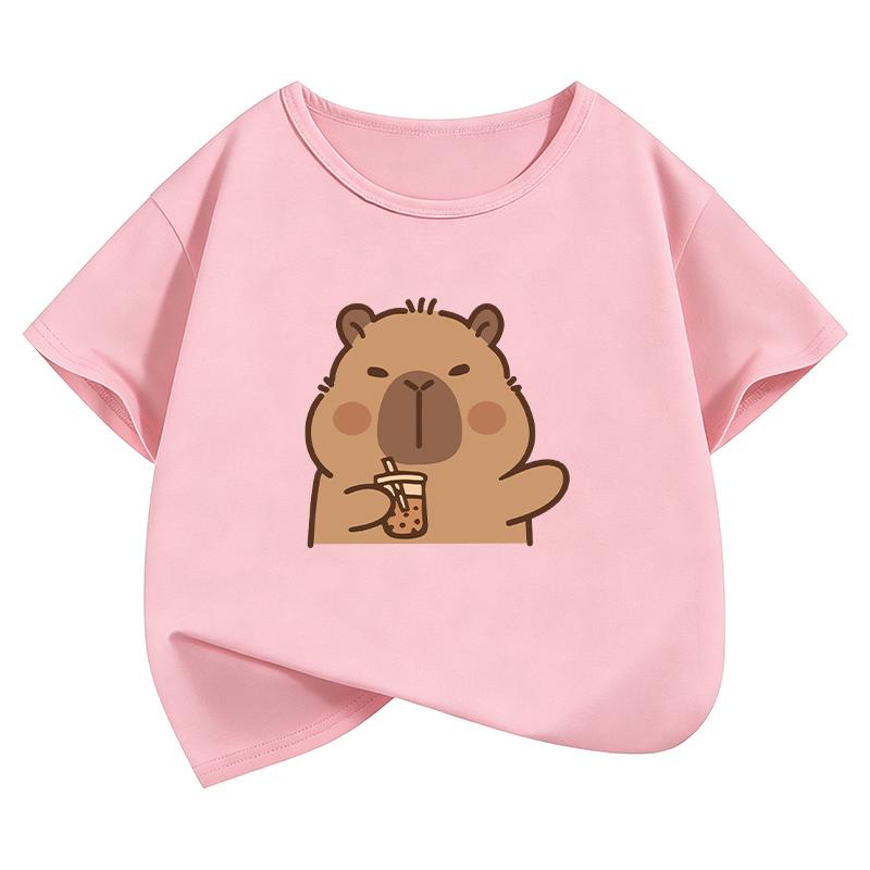 Summer Spring Trendy Kawaii Tee Capybara T Shirts Funny Manga Kids Childrens Tshirt Boys Girls Casual Top Tee