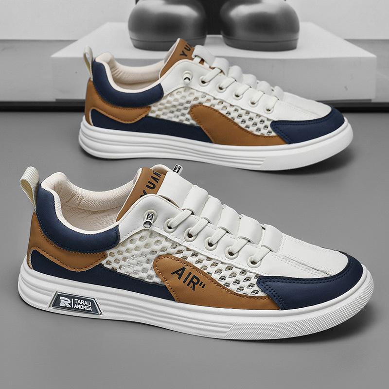 

Men s shoes 2024 summer shoes new versatile casual sports hollow breathable men s non-slip mesh white board shoes 39