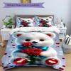 3pcs Anime Cartoon Teddy Bear Bedding Set - Includes One Quilt Cover and Two Pillowcases (No Core) - Perfect for Bedroom and Guest Room Deco