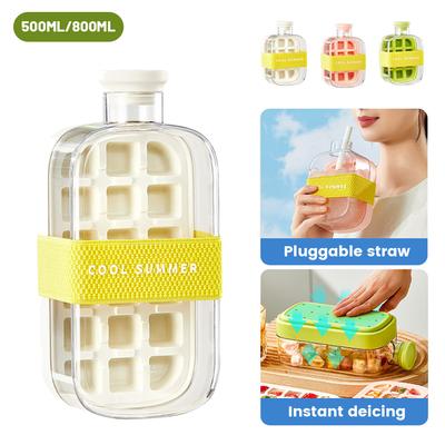 500ml/800ml Ice Cube Bottle Portable Silicone Freezer Ice Trays Zero-contact Pressure Ice Cube Mold Whiskey Ice Cube Maker