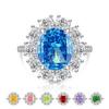 925 Sterling Silver Ice Flower Cut Sunflower Pigeon Egg Color Gem Ring Large Oval Cut High Carbon Diamond Band Women Party Jewelry