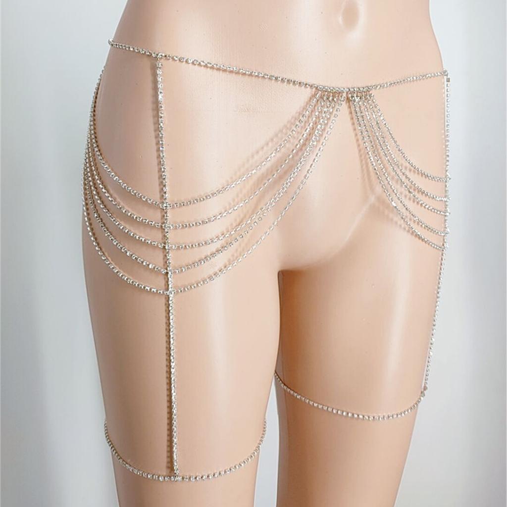 Tassels Waist Chain for Women Evening Dress Thigh Chain Rhinestones Body Chain Lady Body Jewelry Nightclub Garter Chain