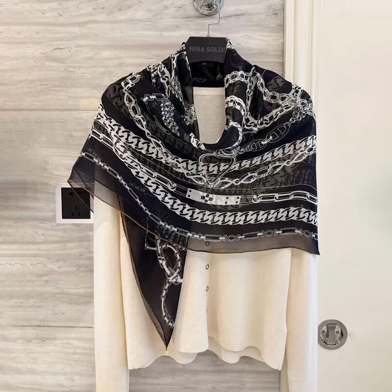 NINA SOLOR Lightweight Mulberry Silk Scarf Shawl